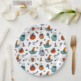 Plato De Papel Placas de papel de Halloween trilladas