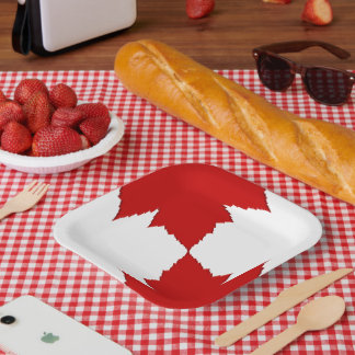 Plato De Papel Placas de papel de hoja de arce de Canadá