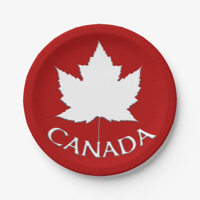 Plato De Papel Placas de papel de hoja de arce de Canadá (Anverso)