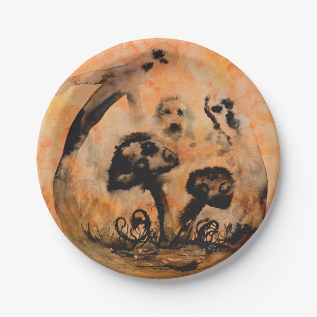 Plato De Papel Placas de papel de hongos fantasma (Anverso)