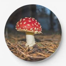 Plato De Papel Placas de papel de hongos rojos