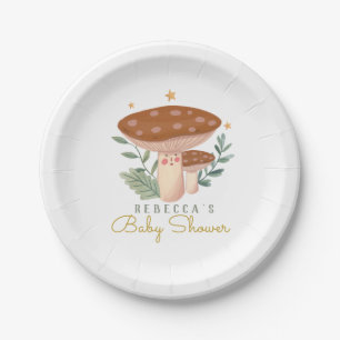 Plato De Papel Placas de papel de hongos rojos de color acuático