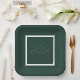 Plato De Papel Placas de papel de invitación verde esmeralda