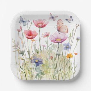 Plato De Papel Placas de papel de jardín de mariposa de 7 pulgada