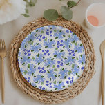 Plato De Papel Placas de papel de jardín floral de color azul<br><div class="desc">Celebre con su familia y amigos con estos elegantes platos de papel de color azul acuático Floral Garden. Perfecto para las duchas de bebé y de novias y para todos los eventos bodas.</div>