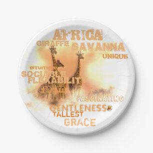 Plato De Papel Placas de papel de jirafas únicas de 7"