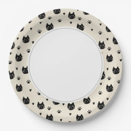 Plato De Papel Placas de papel de Kitties negros