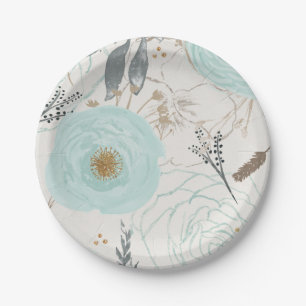 Plato De Papel Placas de papel de la acuarela floral de la