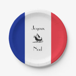 Plato De Papel Placas de papel de la bandera francesa Joyeux Noel