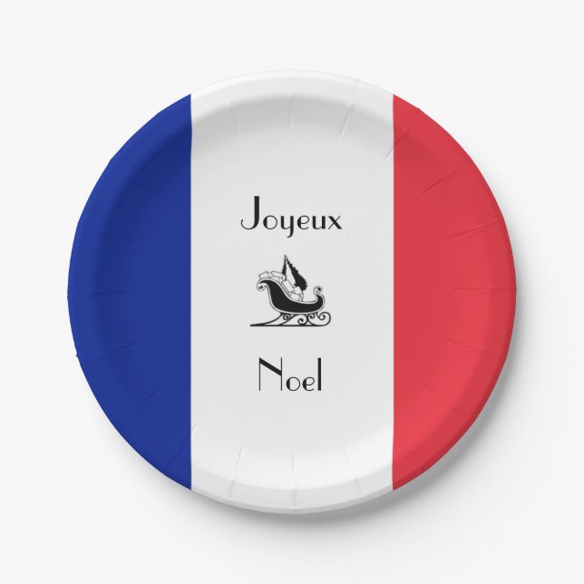Plato De Papel Placas de papel de la bandera francesa Joyeux Noel (Anverso)