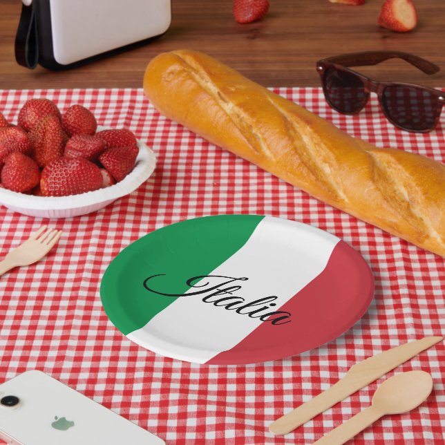Plato De Papel Placas de papel de la bandera italiana y fiestas/d (Picnic)
