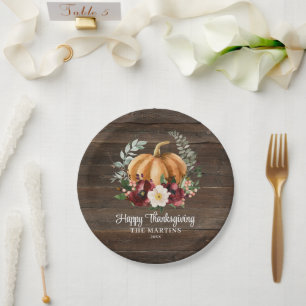 Plato De Papel Placas de papel de la calabaza de la Caída Rústica