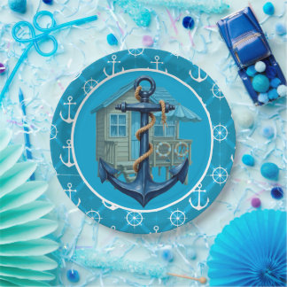 Plato De Papel Placas de papel de la Casa de la Playa