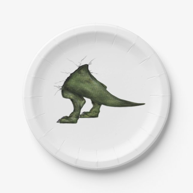 Plato De Papel Placas de papel de la cola del dinosaurio de T-Rex (Anverso)