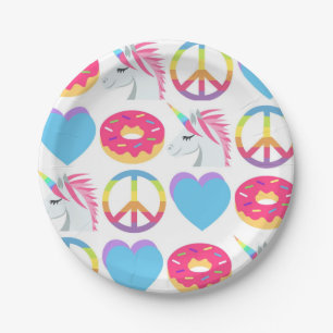 Plato De Papel Placas de papel de la emoji - paz, amor,