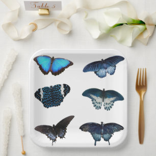 Plato De Papel Placas de papel de la mariposa azul