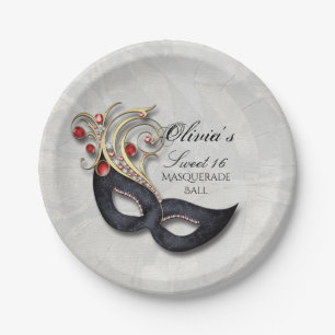Plato De Papel Placas de papel de la mascarada del dulce 16 con