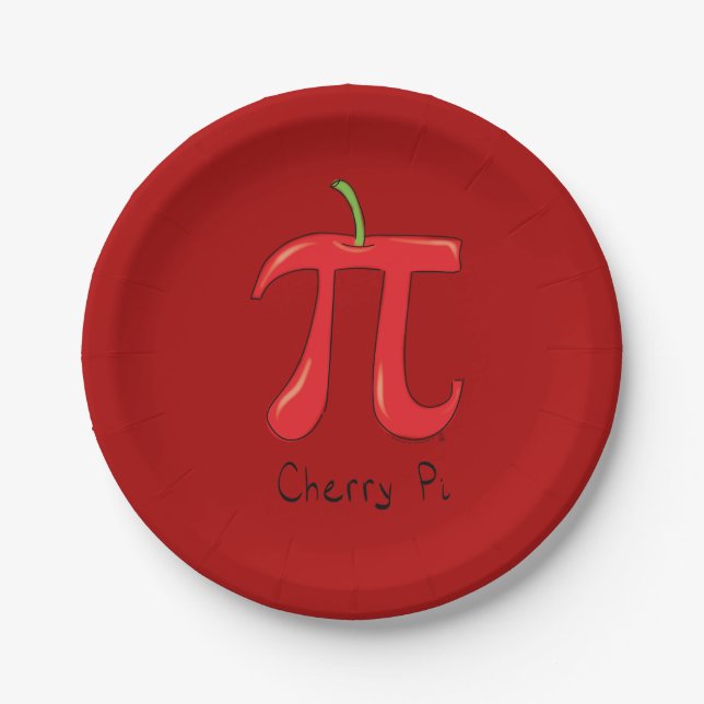Plato De Papel Placas de papel de la matemáticas pi de la cereza (Anverso)