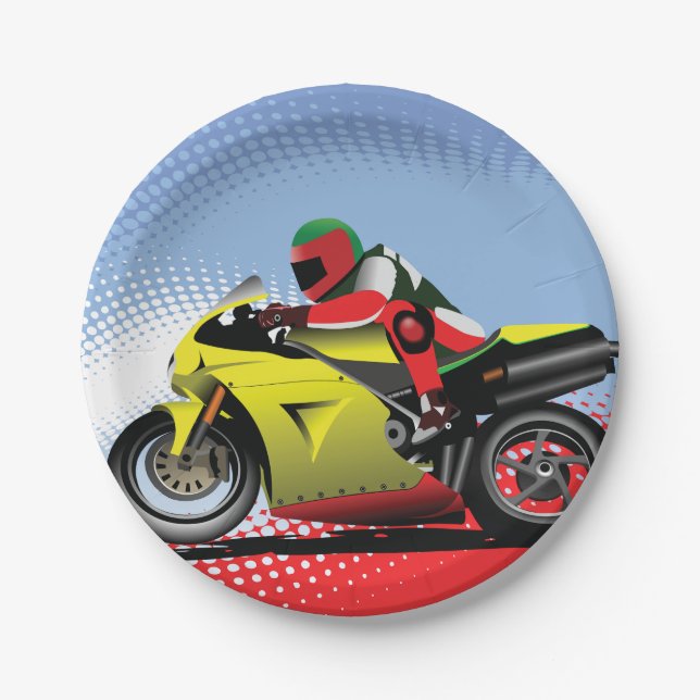 Plato De Papel Placas de papel de la motocicleta amarilla (Anverso)