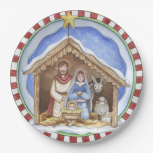 Plato De Papel Placas de papel de la natividad de Folkart