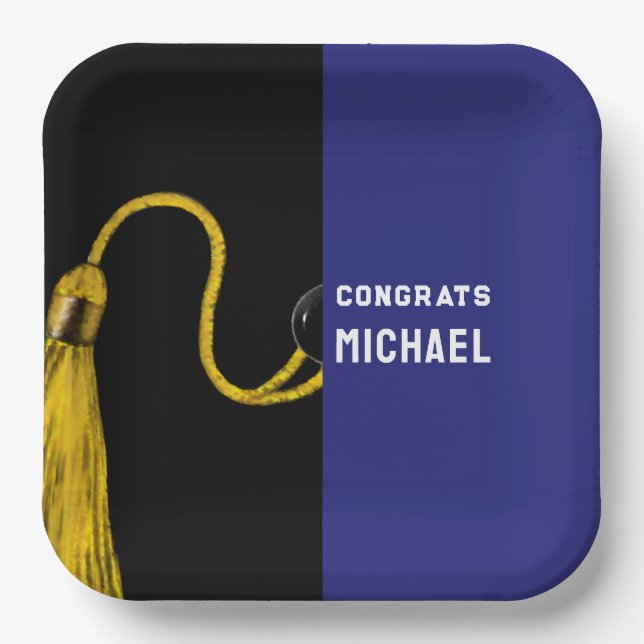 Plato De Papel Placas de papel de la Parte de Graduación Personal (Anverso)