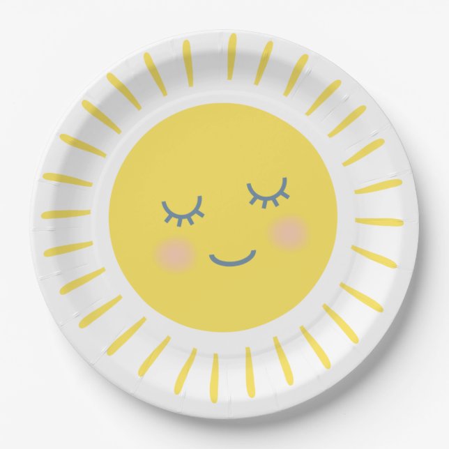 Plato De Papel Placas de papel de la sol feliz (Anverso)