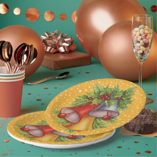 Plato De Papel Placas de papel de las campanas de navidad (Multi)