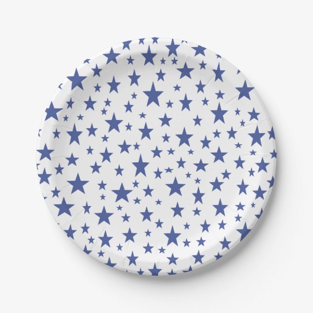 Plato De Papel Placas de papel de las estrellas azules (Anverso)