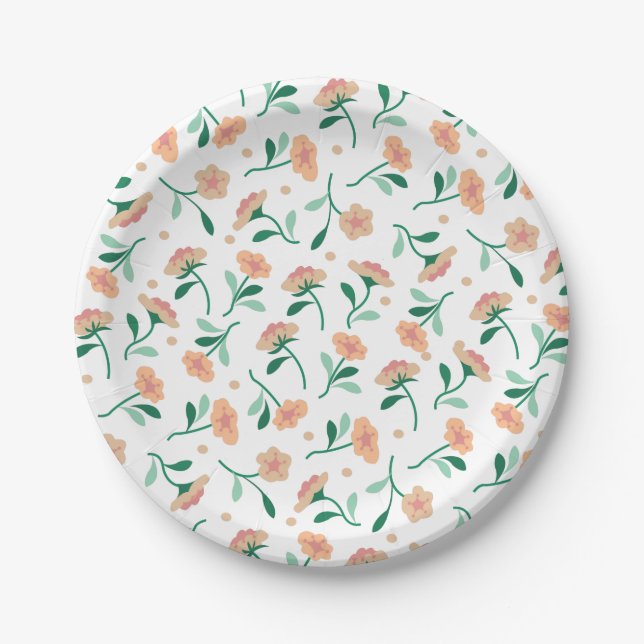 Plato De Papel Placas de papel de las flores que caen (Anverso)