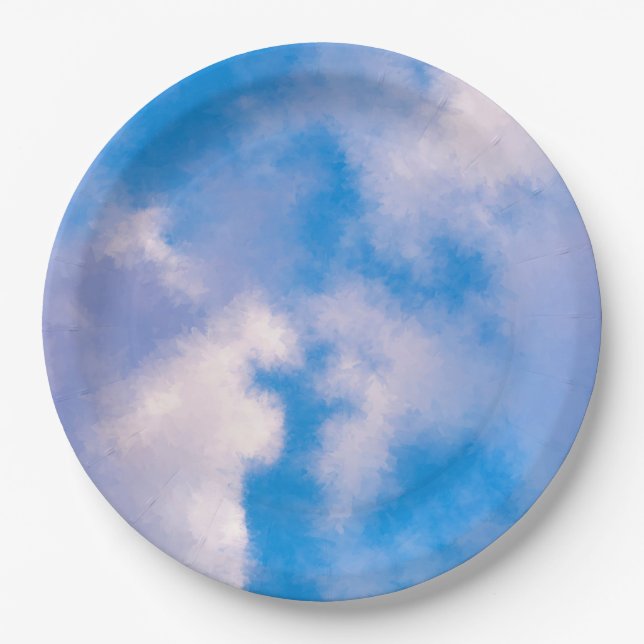 Plato De Papel Placas de papel de las nubes 9" (Anverso)