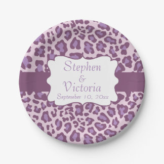 Plato De Papel Placas de papel de lavanda púrpura de leopardo per