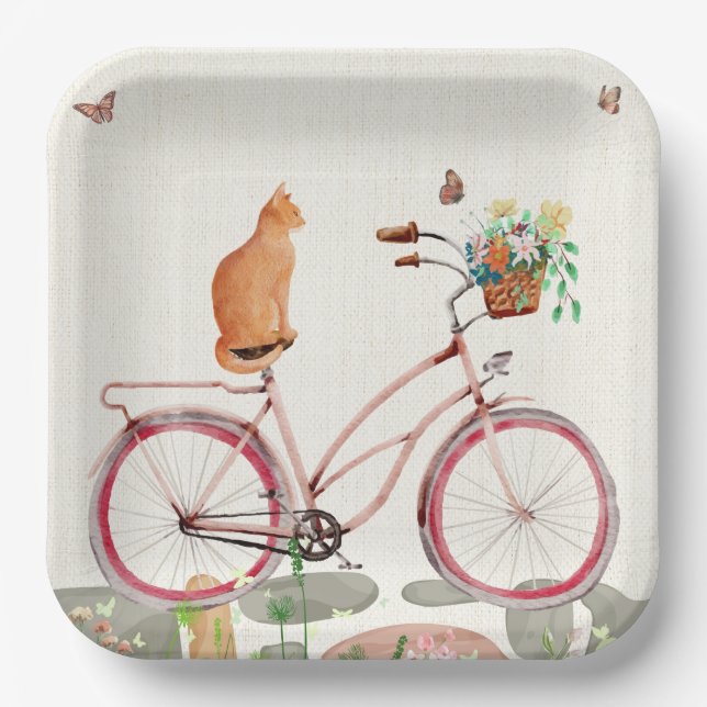 Plato De Papel Placas de papel de Le Chat à Vélo (Anverso)
