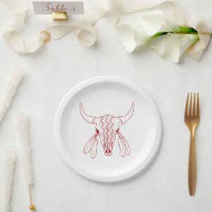 Plato De Papel Placas de papel de línea de Búfalo Fantasma Rojo