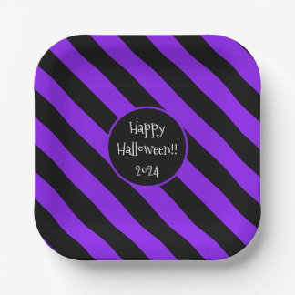 Plato De Papel Placas de papel de líneas de Halloween