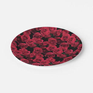 Plato De Papel Placas de papel de los rosas rojos