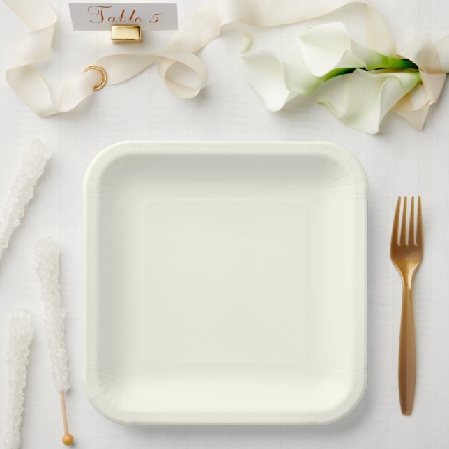 Plato De Papel Placas de papel de marfil cuadrado (Boda)