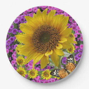 Plato De Papel Placas de papel de mariposa de girasol
