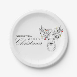 Plato De Papel Placas de papel de Navidad Deer Merry