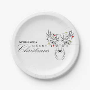 Plato De Papel Placas de papel de Navidad Deer Merry