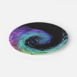 Plato De Papel Placas de papel de olas de arcoiris líquidas