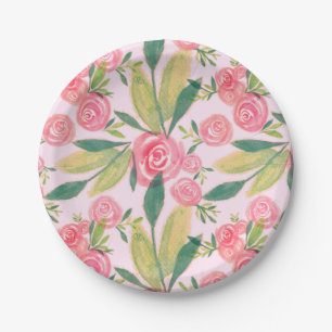 Plato De Papel Placas de papel de oro de color acuático La Rosa W