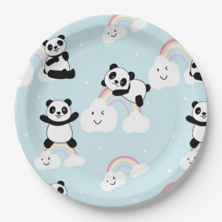 Plato De Papel Placas de papel de panda arco iris