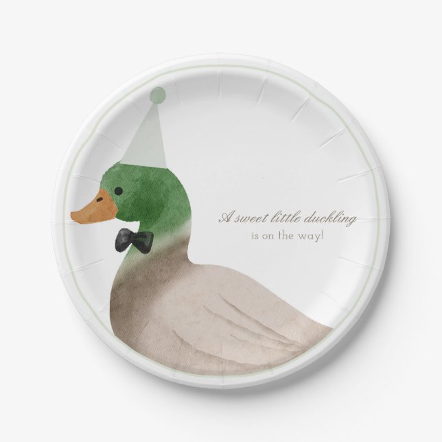 Plato De Papel Placas de papel de pato verde (Anverso)