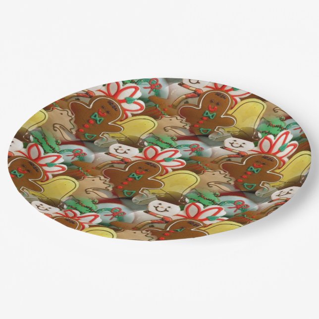 Plato De Papel Placas de papel de patrón de cookie de navidades (Angular)