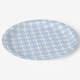 Plato De Papel Placas de papel de patrón de copo de nieve azul cl