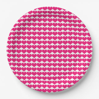 Plato De Papel Placas de papel de patrón de corazón rosado