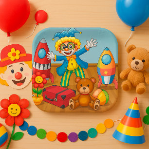 Plato De Papel Placas De Papel De Payaso Y Juguetes