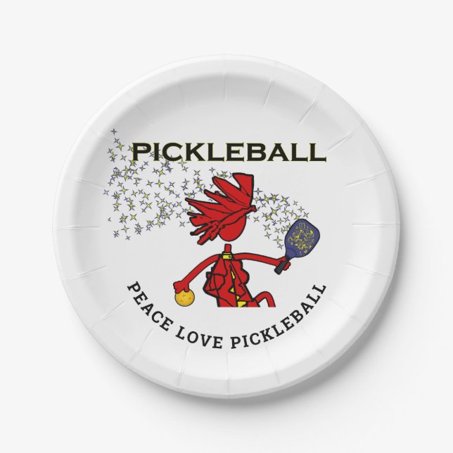 Plato De Papel Placas de papel de PEACE LOVE PICKLEBALL (Anverso)
