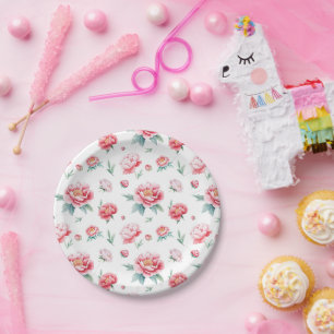 Plato De Papel Placas de papel de peones con crecimiento rosado d