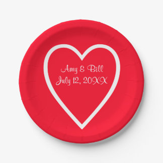 Plato De Papel Placas de papel de Personalizado de Boda blanco ro